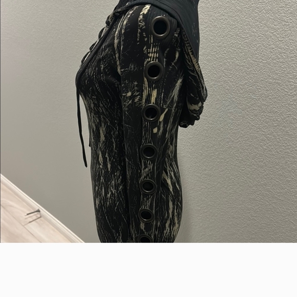 SALVAGE Black Lace-Up Studded Hooded Women's Mini Dress. S - Picture 4 of 4